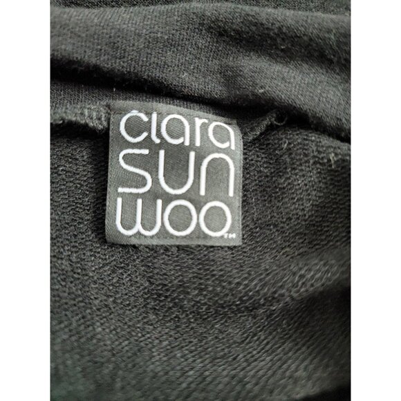 Clara Sunwoo Womens Sweater 1X Plus Black Long Sleeve Ruched Draped Neck NWT - Picture 3 of 8